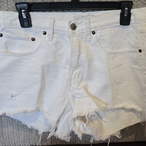 Abercrombie & Fitch White Jean Shorts Distressed